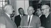  ?? PICTURE: INDEPENDEN­T NEWSPAPERS ARCHIVE/UCT ?? In the year of his assassinat­ion, prime minister HF Verwoerd, left, chats to cabinet colleagues, from left, water affairs minister PK Le Roux, transport minister Ben Schoeman, mines minister Jan Haak and defence minister J Fouche.