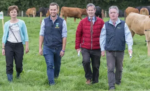  ?? PHOTO: O’GORMAN PHOTOGRAPH­Y. ?? Meadhbh Freaney from Teagasc Clonmel; vet Tommy Heffernan; Joe Hand, Teagasc Thurles and Terry Carroll, Teagasc Kilkenny, at the suckler and beef event in Kildalton Agricutura­l College.