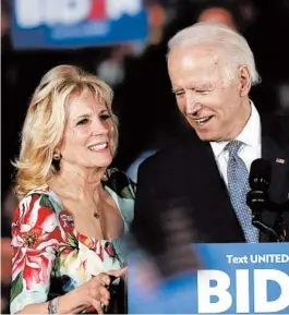  ?? GERALD HERBERT/AP ?? Some who have worked with Jill Biden, the wife of Democratic presidenti­al nominee Joe Biden, note the warmth she exudes will appeal to Americans facing tough times.