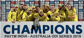  ?? AP ?? Australia celebrate their surprise comeback series win over India.