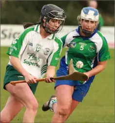  ??  ?? Gorey’s Riona O’Sullivan taking on Careen Farrell of Johnstownb­ridge.