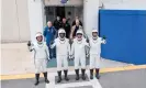  ?? Photograph: Joel Kowsky/Nasa/AFP/ Getty Images ?? The astronauts before a dress rehearsal for the Crew-1 mission launch on Thursday at Nasa’s Kennedy Space Center in Florida.