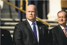  ?? Andrew Harnik / Associated Press ?? Acting Attorney General Matt Whitaker (left) and Labor Secretary Alex Acosta attend a Veterans Day ceremony.