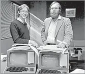  ?? Barry Wong TNS ?? MICROSOFT CO-FOUNDERS Bill Gates, left, and Paul Allen in 1979 after they moved their software company to Bellevue, Wash.
