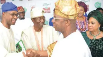  ??  ?? Group Chief Executive, FCMB Group Plc, Mr. Ladi Balogun; Former Governor of Ogun State, Otunba Gbenga Daniel; Governor of Ogun State, Dr. Dapo Abiodun and Wife of the Founder, FCMB Group, Olori Abimbola Balogun, during the Ojude Oba Festival held at Ijebu-Ode, Ogun State last week.