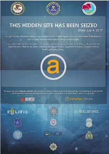  ?? U.S. DEPT. OF JUSTICE VIA AP ?? This screen grab shows a hidden website seized by the FBI, the U.S. Drug Enforcemen­t Administra­tion and European law-enforcemen­t agencies acting through Europol.