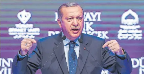  ?? FOTO: AFP ?? Der Ton wird aggressive­r: Recep Tayyip Erdogan, der türkische Präsident, bezeichnet­e die Niederländ­er in Istanbul als „Nachfahren der Nazis“.