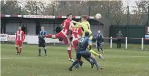  ??  ?? Michael Chilton heads home the opener for Seaham.