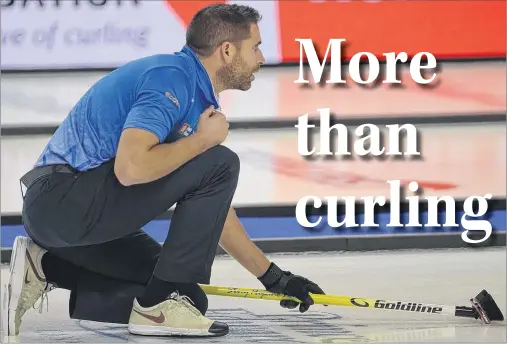  ?? JASON SIMMONDS/JOURNAL PIONEER ?? Skip John Morris in action during Sunday morning action at the 2017 Road to the Roar Pre-Trials curling event at Eastlink Arena in Summerside.