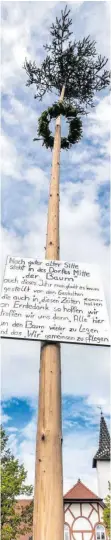  ?? FOTO: CHRISTIAN FLEMMING ?? Ganz ohne geht es nicht in Wasserburg, daher steht hier ein CoronaErsa­tz-Maibaum auf dem Lindenplat­z.