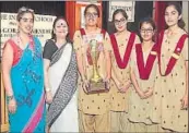  ??  ?? Principal Tania Joshi (far left) with the winners at The Indian School, Sadiq Nagar.