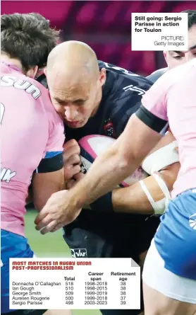  ?? PICTURE: Getty Images ?? Still going: Sergio Parisse in action for Toulon