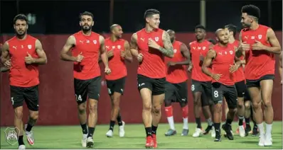  ?? ?? James Rodriguez (centre) with his Al Rayyan teammates during a training session on Friday.