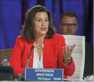  ?? THE ASSOCIATED PRESS FILE ?? Michigan Gov. Gretchen Whitmer speaks during a session at the National Governor’s Associatio­n conference in Salt Lake City.
