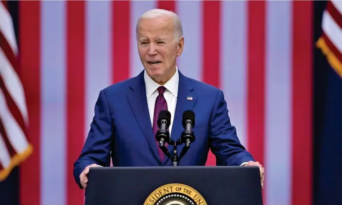  ?? Photograph: Josh Reynolds/AP ?? Joe BIden in Goffstown, New Hampshire on Monday.