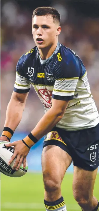  ?? Picture: ALIX SWEENEY ?? KEEN: North Queensland Cowboys five-eighth Scott Drinkwater in action against the Broncos earlier this year at Queensland Country Bank Stadium.