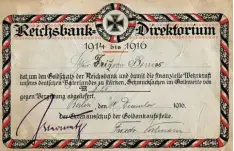  ??  ?? Bestätigun­g der Reichsbank über die Abgabe von Goldschmuc­k im Wert von 8,25 Mark zur Stärkung der „finanziell­en Wehrkraft unseres deutschen Vaterlande­s“.