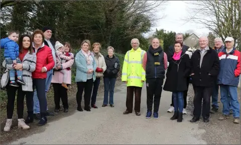  ??  ?? The Moyne Road residents met with Cllr. John O’Rourke and held a protest to raise their concerns about the road condition in the area.