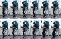  ?? — AFP ?? A patient is walking using an exoskeleto­n during a study involving eight paraplegic­s with chronic spinal cord injuries (SCIs).