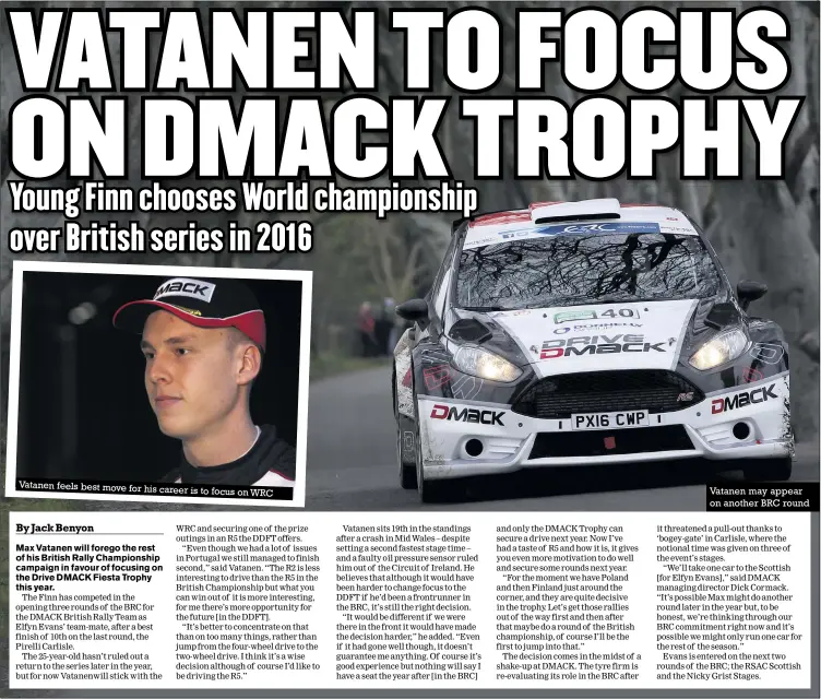  ?? Photos: Jakob Ebrey ?? Vatanen feels best move for his career is to focus on WRC Vatanen may appear on another BRC round