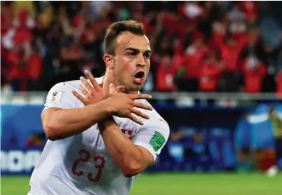  ?? (GONZALO FUENTES/REUTERS) ?? Shaqiri, sauveur de la Suisse à la toute fin du match.