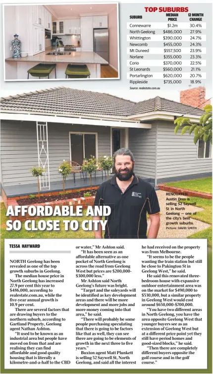  ?? Picture: DAVID SMITH ?? RENOVATED: Austin Dres is selling 52 Saywell St in North Geelong — one of the city’s best growth suburbs.