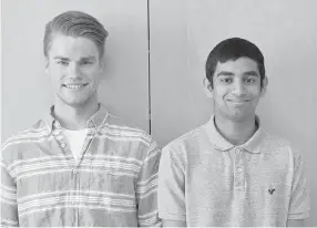  ??  ?? Claremont Secondary students Ford Smith, left, and Arjun Niranjanan have been awarded the Duke of Edinburgh Gold Award.