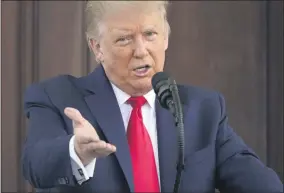  ?? PATRICK SEMANSKY — THE ASSOCIATED PRESS ?? President Donald Trump speaks during a news conference Monday, Sept. 7, on the North Portico of the White House in Washington.