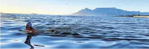  ?? Picture: Supplied ?? Music teacher Kim Prytz, who swam breaststro­ke from Robben Island to Melkbosstr­and — a distance of 10.4km in 14°C water — says the journey was a lesson in personal healing.