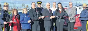  ?? ERIC MCCARTHY/JOURNAL PIONEER ?? Participat­ing in a ribbon-cutting for the West Prince launch of MADD Canada’s 2017 Red Ribbon campaign are, from left, Cst. Al McGrath, West Prince RCMP; Susan MacAskill, MADD Canada Atlantic Region Chapter services manager; Trudy Betts, MADD’s West...