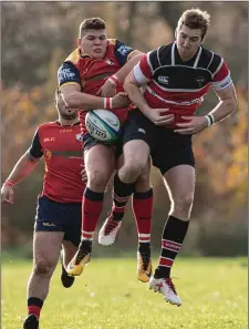  ?? Photo: Peter Adams. ?? Wicklow’s Ben Porter challenges for the ball.