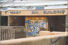  ?? WILL HOOPER/Taos News ?? The Mary Medina building on the corner of Gusdorf Road and Cruz Alta has been identified by the Town of Taos as a possible space for affordable artist housing. Currently, the building sits covered in graffiti.