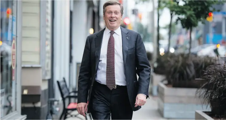  ?? PETER J. THOMPSON / NATIONAL POST FILES ?? Toronto Mayor John Tory spoke with the National Post’s Chris Selley at Zelden’s Deli in Toronto earlier this month in the lead-up to the 2018 mayoral election.