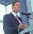  ?? ERIC THAYER, GETTY IMAGES ?? FCC Chairman Ajit Pai discusses the Net-neutrality rules on April 26 at the Newseum in Washington, D.C.