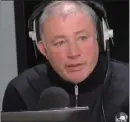  ?? ?? Ally McCoist during his touching tribute to Walter Smith on radio