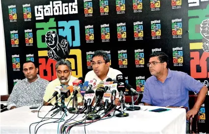  ?? Pic by M.D. Nissanaka ?? United National Party Parliament­arians Harsha de Silva, Mujibur Rahman and others holding a press conference yesterday