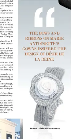  ??  ?? Secret de La Reine with a cameo rose.