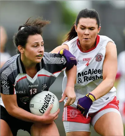  ??  ?? Ciara Gorman of Sligo in action against Caoileann Conway of Tyrone. Pic: Sam Barnes/Sportsfile