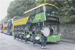  ??  ?? 0 The Edinburgh Bus Tours launch – with Tattoo drummers
