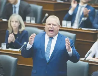  ??  ?? Doug Ford, lors de la session nocture, lundi matin. - La Presse canadienne: Nathan Denette