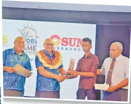  ?? Picture: SUPPLIED ?? Presentati­on by President Jioji Konrote at FDB’s SME awards.