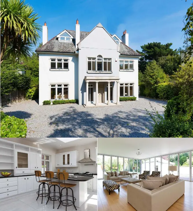  ??  ?? Latona on Torquay Road in Foxrock is set on 0.36 of an acre and has four bedrooms, a drawing room, dining room and a light-filled kitchen as well as a spacious family room that wraps around a raised deck to the rear of the house.