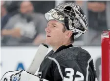  ?? HARRY HOW GETTY IMAGES FILE PHOTO ?? After the Los Angeles Kings sent two-time Stanley Cup winner Jonathan Quick, pictured, to the Columbus Blue Jackets for Vladislav Gavrikov and Joonas Korpisalo, the goalie was flipped to the Vegas Golden Knights on Thursday in exchange for fellow netminder Michael Hutchinson and a 2025 seventh-round draft pick.