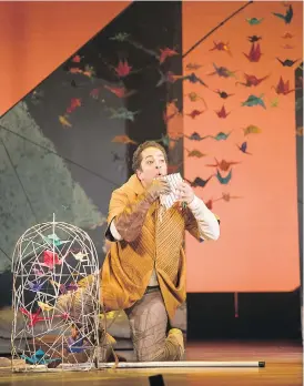  ??  ?? Justin Welsh as Papageno in Pacific Opera Victoria’s The Magic Flute.