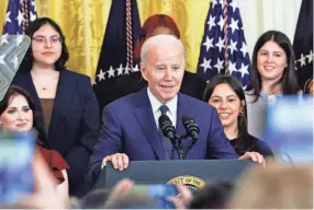  ?? ANNA MONEYMAKER/GETTY IMAGES ?? President Joe Biden notched an approval rating of 38% in a new poll, after 45% said they approved in February and 41% in January.