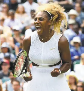  ?? Mike Hewitt / Getty Images ?? Serena Williams survived a rolled ankle and Alison Riske to make the semifinals of Wimbledon. Next up: Barbora Strycova on Thursday.