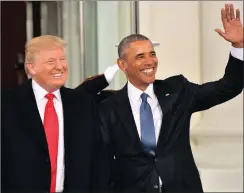  ?? PHOTO: BLOOMBERG ?? Donald Trump and Barack Obama at the White House. Obamacare is one of Trump’s pet subjects to dismantle from the era when predecesso­r Obama was in charge.