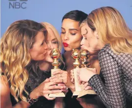  ?? Picture: Reuters ?? SEALED WITH A KISS. Laura Dern, Nicole Kidman, Zoe Kravitz, Reese Witherspoo­n and Shailene Woodley won numerous awards for the television series Big Little Lies.