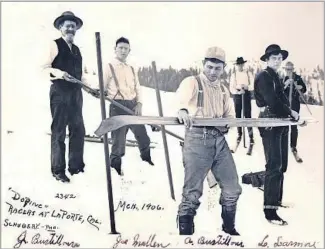  ?? Plumas County Museum ?? “DOPING” meant something different than it does today to these longboard competitor­s in 1906.