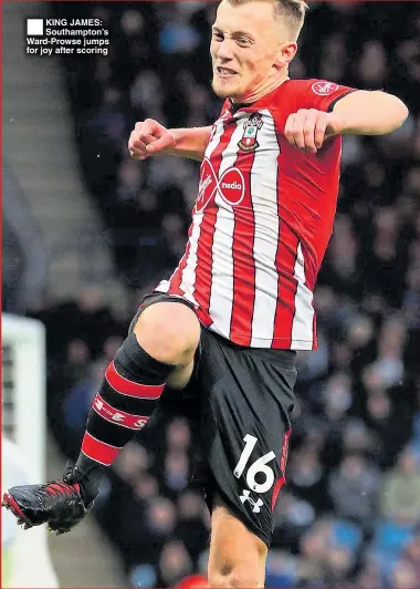  ??  ?? KING JAMES: Southampto­n’s Ward-Prowse jumps for joy after scoring